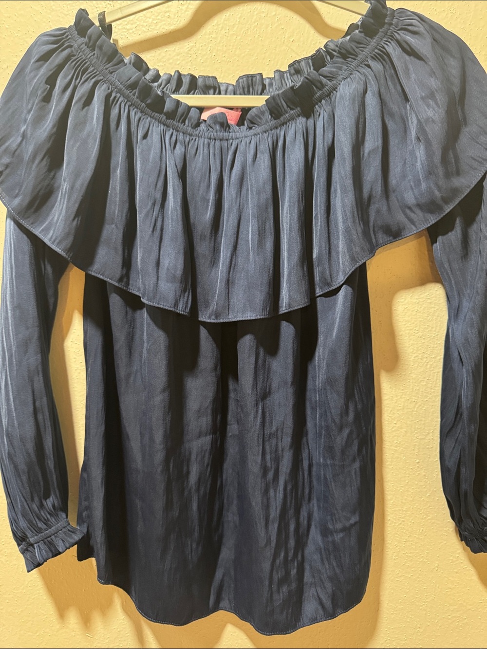 Lilly Pulitzer Navy Off-Shoulder Ruffle Blouse